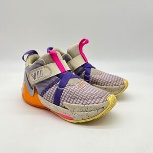 Nike LeBron VII 7 Toddler Shoes Sneakers DQ8647-101 Lilac Purple Orange Sneakers